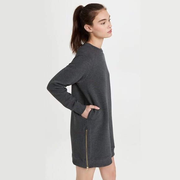 Varley Albret Sweatshirt Dress Ottoman Fabric in Dark Charcoal Gray Marl, size S - Picture 2 of 14